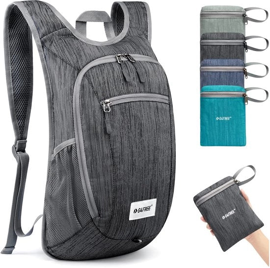 Borsa da viaggio compatta, 10/15 l, pieghevole, leggera, ripiegabile, borsa per un giorno, viaggi, outdoor, escursioni, borsa a tracolla, nera, 15Liters, borsa per un giorno