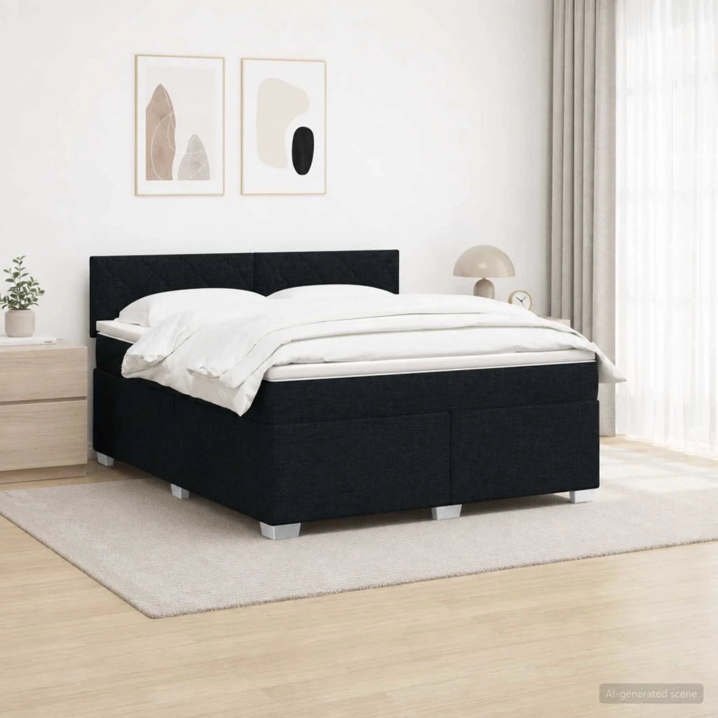 Letto con Box Spring, Materasso e LED Nero 140 x 190 cm Tessuto 3451947