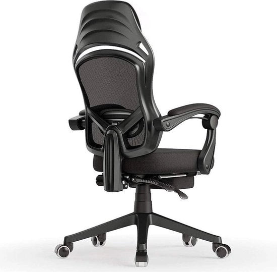 Sedia Ergonomica con Funzione di Rotazione e Supporto alla Cintola e Funzione di Reclinazione - Nero - Dimensioni 59x53x118cm - Ideale per Computer e Giochi - Decorazione Moderna.