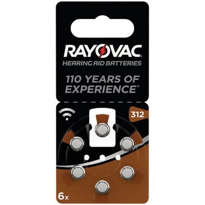 PILA APPARECCHIO ACUSTICO RAYOVAC 312 VARTA - MARRONE CF=PZ 6- 10 confezioni