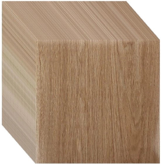 Pavimenti in PVC 30x30 cm autofissanti impermeabili antiscivolo per cucina soggiorno bagno con finitura legno chiaro.