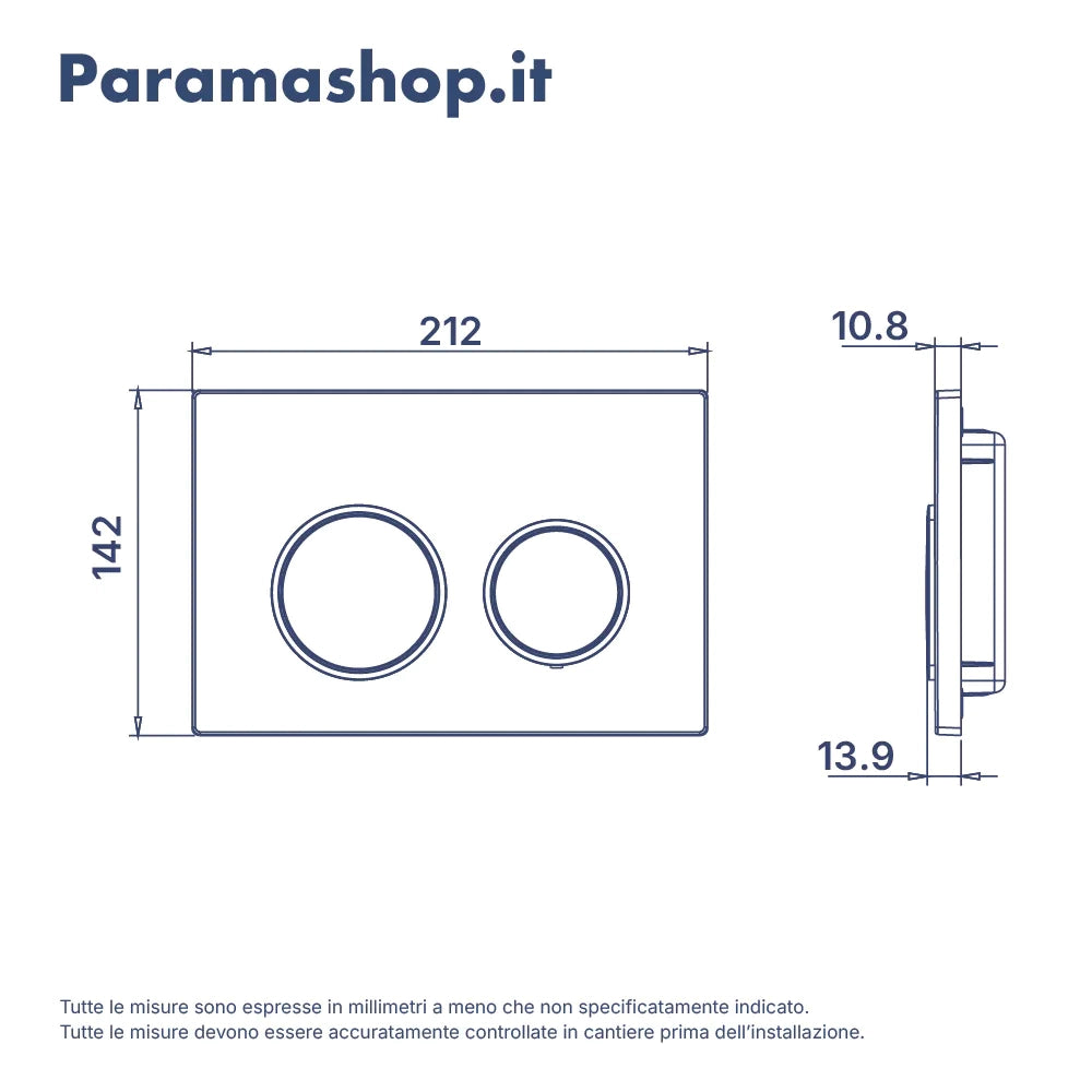 Placca di scarico doppio tasto in ABS cromato