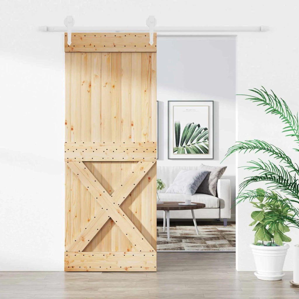 Porta scorrevole Naturale e Bianco 90 x 210 cm 3445174