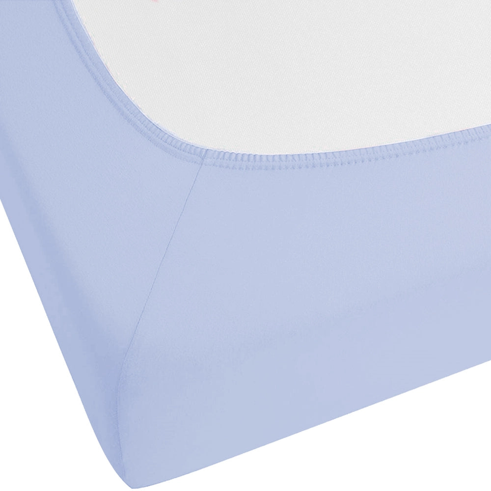 Lenzuolo con angoli cotone azzurro 200 x 200 cm con bordi elastici modello classico a tinta unita camera da letto classica