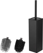 Set di spazzole per il water e supporto in silicone con 2 testine - spazzola quadrata per la pulizia della doccia (matte nero)