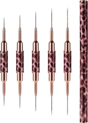 5 Pennelli a Pennello - Pennello a Doppio Capo - Pennelli per Design Unghie - Pennelli per Disegno Unghie - Manicure Fai da Te - Misure 5-25mm.