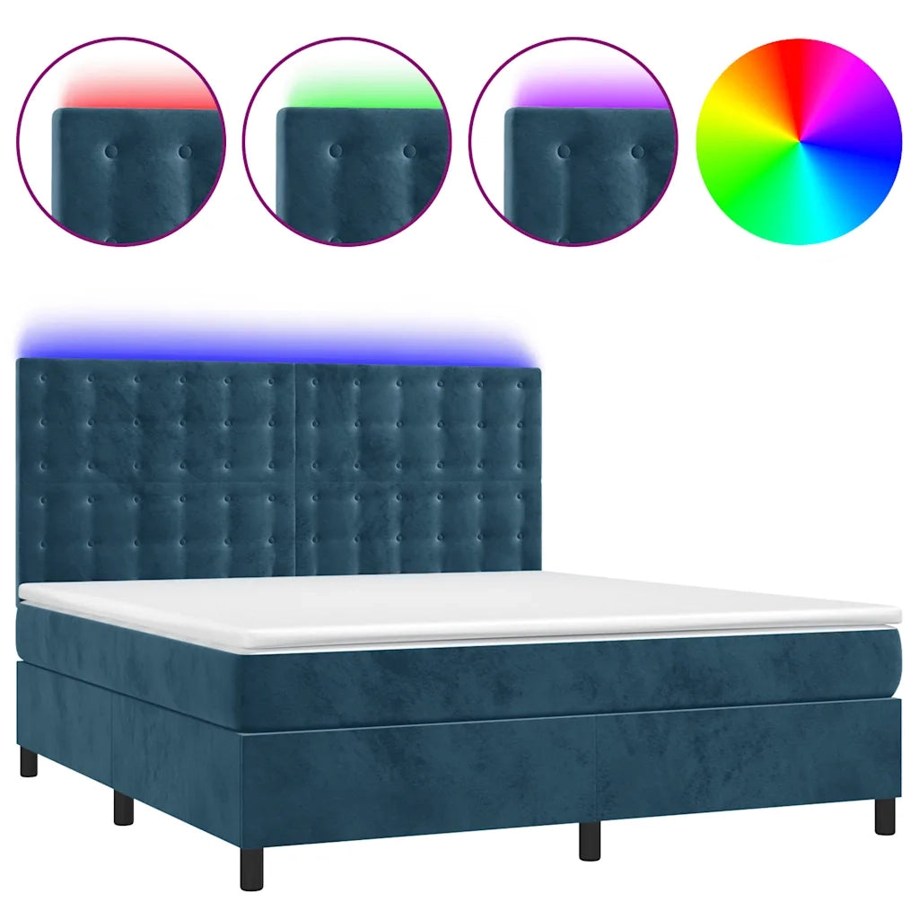 Letto a Molle con Materasso e LED Blu Scuro 160x200 cmcod mxl 75150