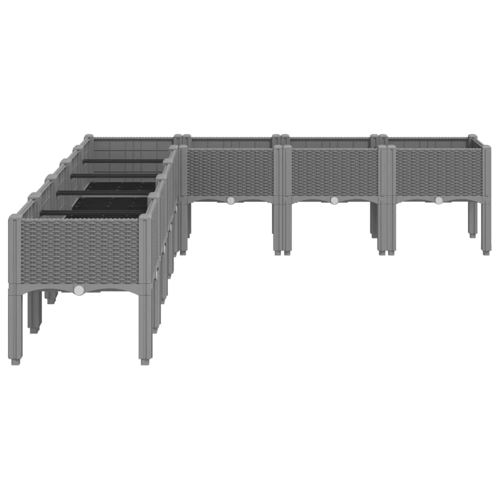 Fioriera rialzata per piante fiori e terrazze con gambe grigio chiaro 200 x 160 x 42 cm PP grigio 02_0038175