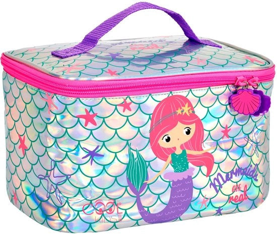 Borsa di picnic per bambine - Zeemeermin - Borsa termoisolata 5L - Dimensioni 15x23x15 cm - Ideale per bambine di età prescolare e scolastiche - Colori rossi e argento