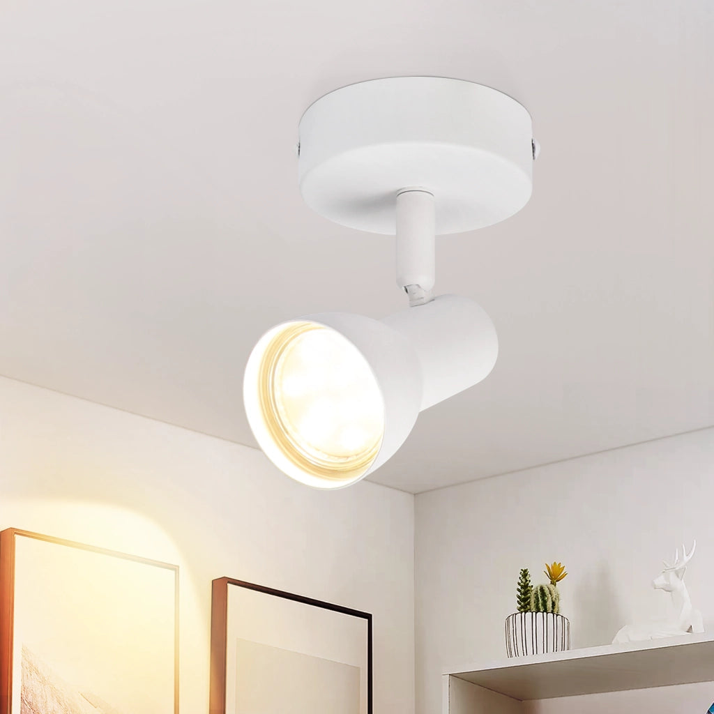 ZMH Faretto da soffitto GU10 bianco Faretto in metallo orientabile a 350° Design moderno (senza lampadina)