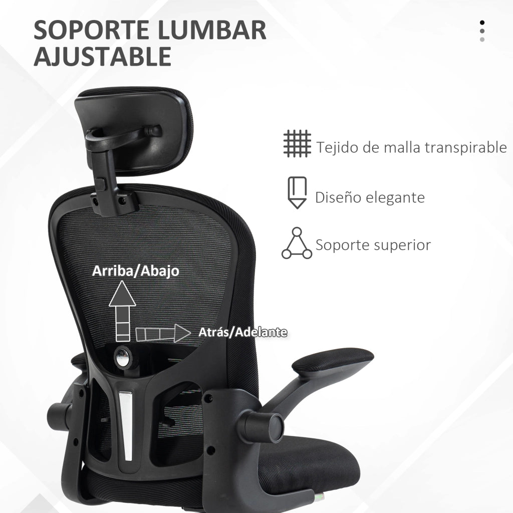 Sedia da ufficio con rete ¨C zephmum ¨C nero 62x64x120 cm
