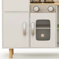 Cucina Giocattolo per Bambini 3-6 Anni con Macchina del Ghiaccio e Utensili, 84x34x89 cm, Bianco e Verde