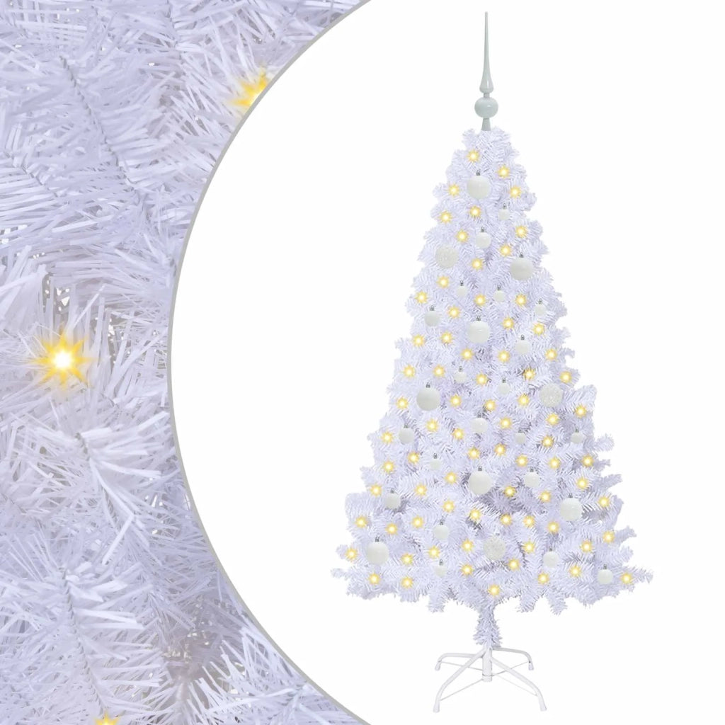 Albero di Natale | Decorazioni natalizie artificiale Bianco 150 cm PVC e Acciaio