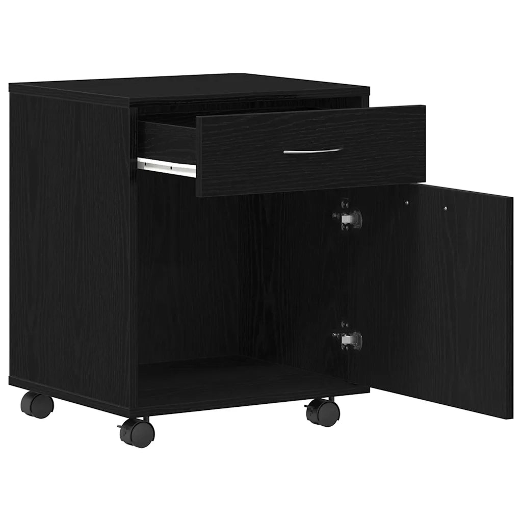 Mobile con Ruote Rovere Nero 45 x 38 x 54 cm Legno multistrato 862670