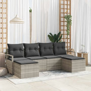 Set di divani 6 pcs Grigio chiaro polyrattan