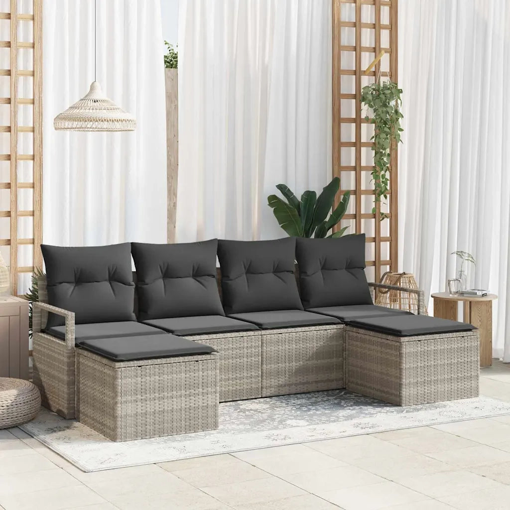 Set di divani 6 pcs Grigio chiaro polyrattan