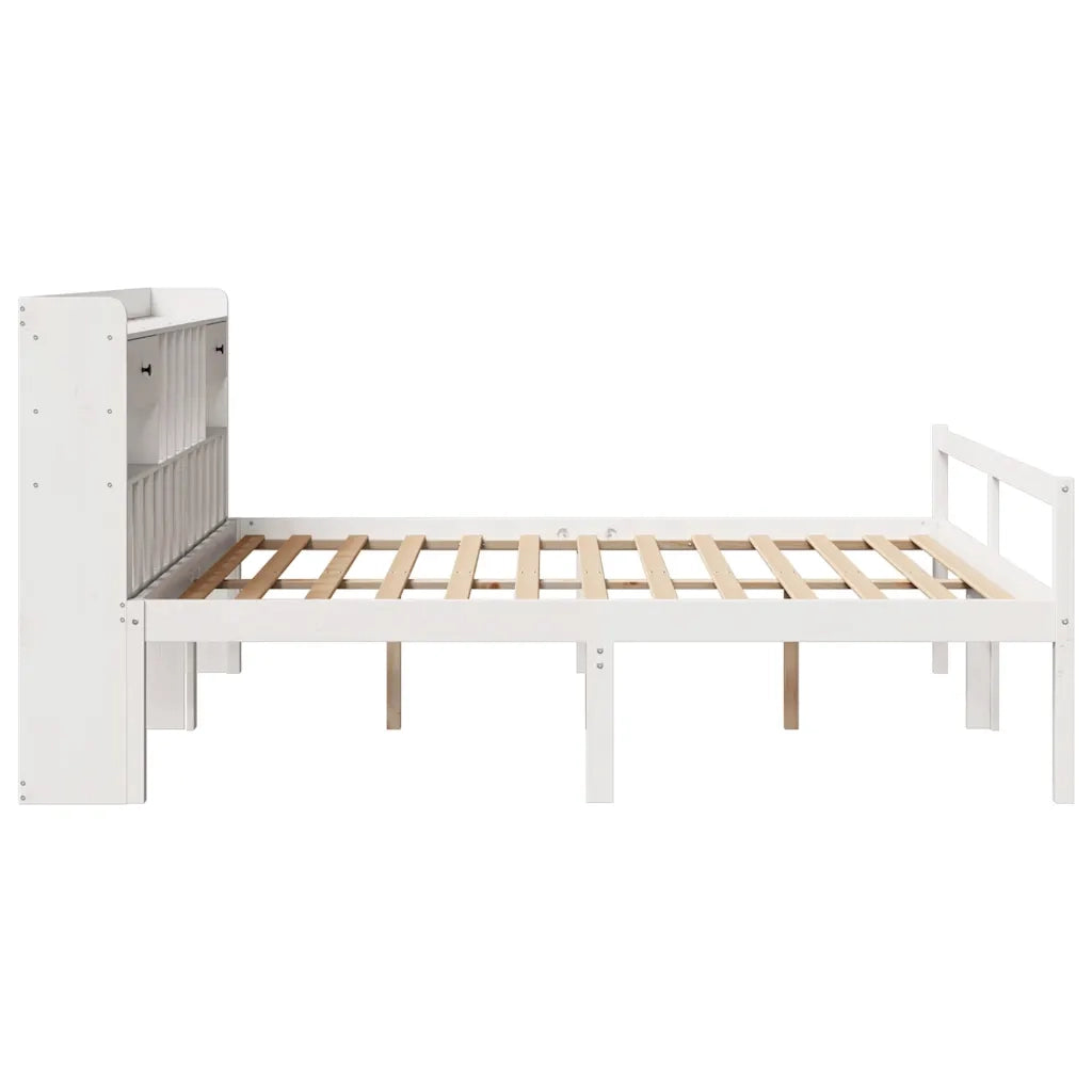 Letto matrimoniale | Letto per adulti | Giroletto con Libreria senza Materasso 180x200 cm in Legno Pino