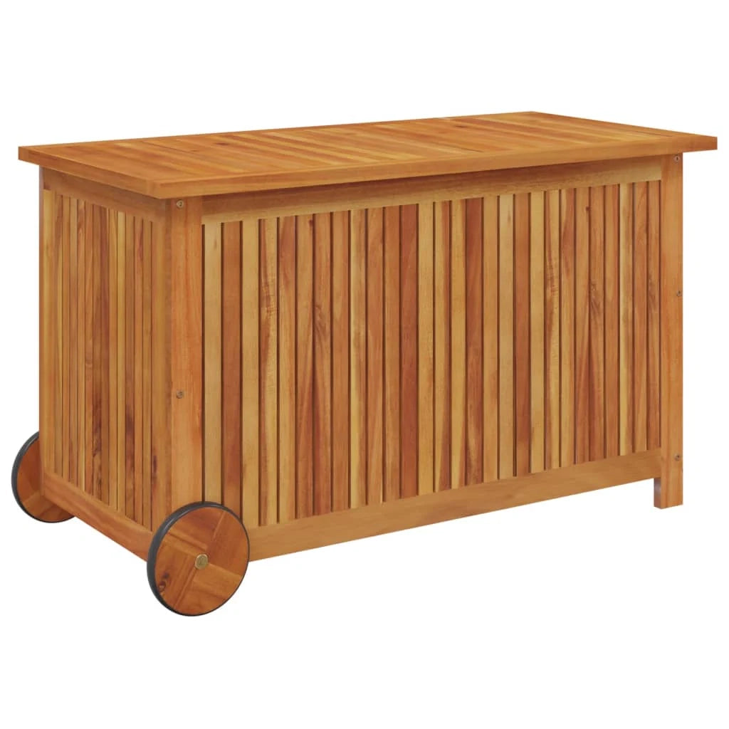 Baule da giardino con ruote 90 x 50 x 58 cm legno di acacia 02_0013067