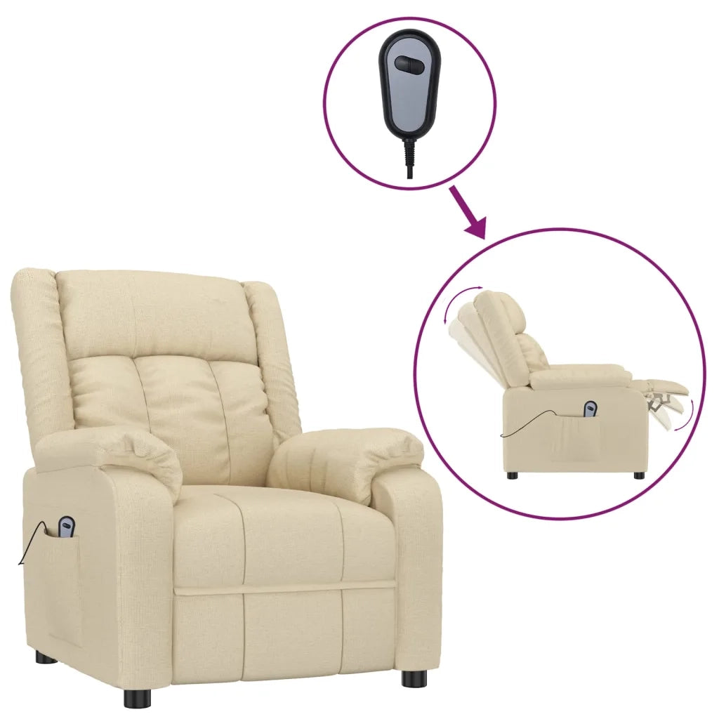 Poltrona Elettrica Reclinabile Crema in Tessuto 3143576