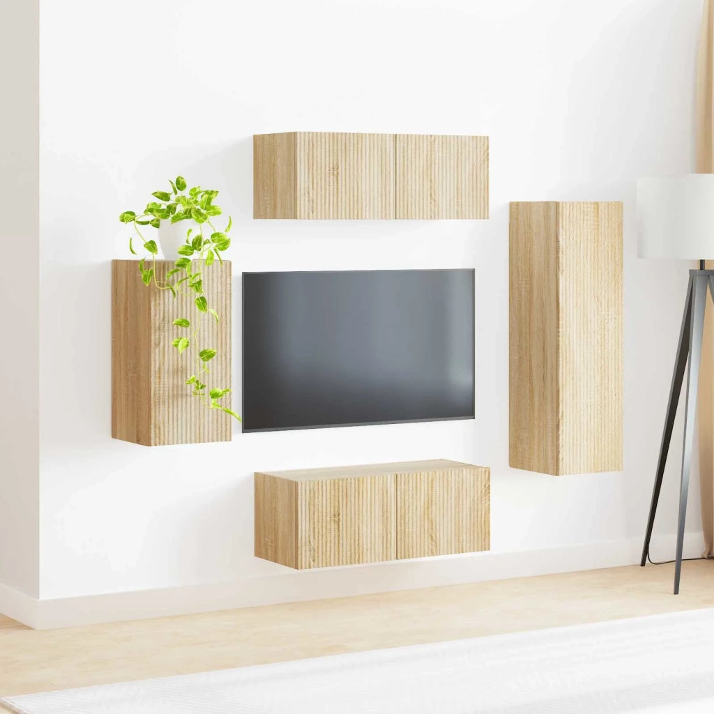 Set mobile TV 4 pcs Rovere Sonoma Legno multistrato 3409008