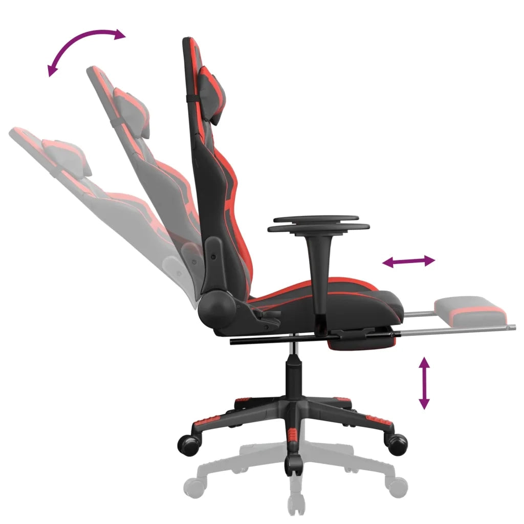 Sedia da Gaming con Poggiapiedi Nero e Rosso in Similpelle cod mxl 71860