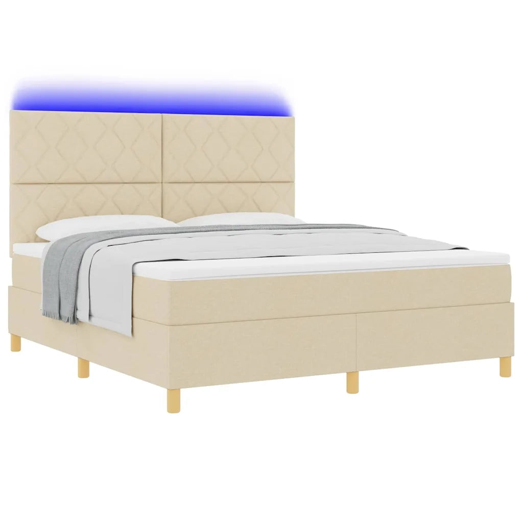 Letto a molle con materasso Crema 180 x 200 cm Tessuto 3343199