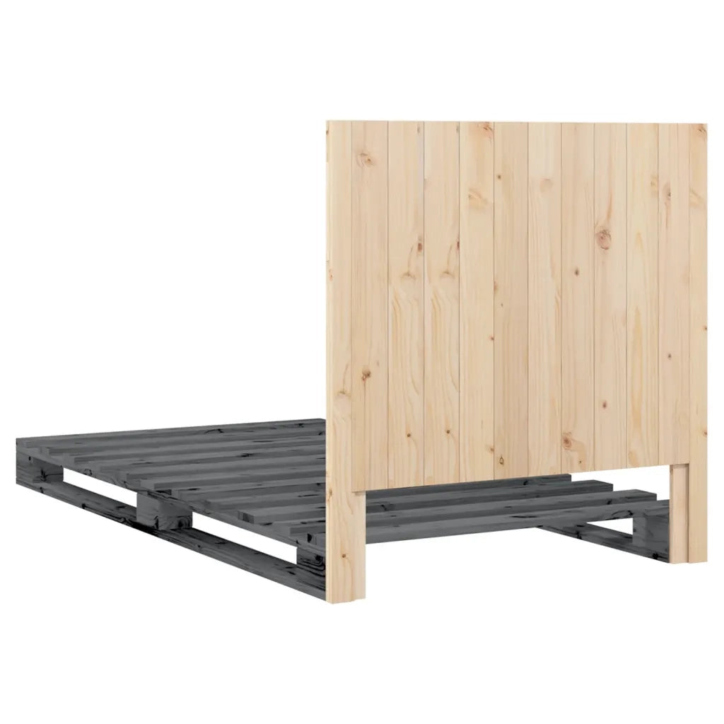 Giroletto con Testiera Grigio 100x200 cm Legno Massello di Pino 3281545