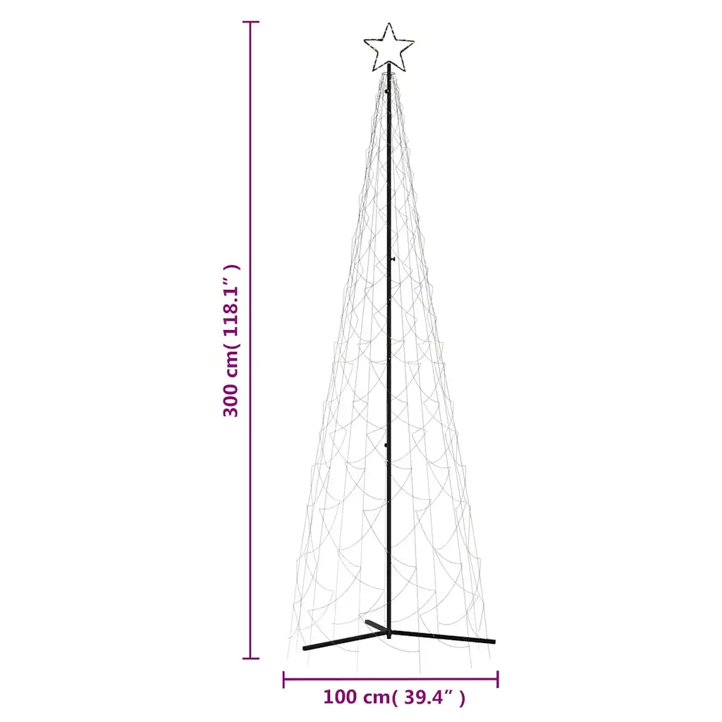 Albero di Natale a forma di cono luce Bianca Calda 500 LED 100x300 cm 343651