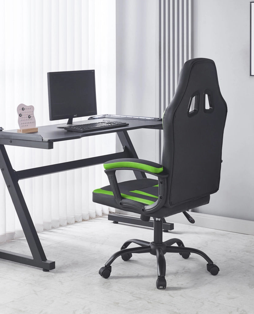 Sedia Gaming Adulto Professionale SimilPelle Reclinabile Con Braccioli Poltrona Ufficio Regolabile in Altezza Pistone Gas Gamer Portata 150 Kg Verde