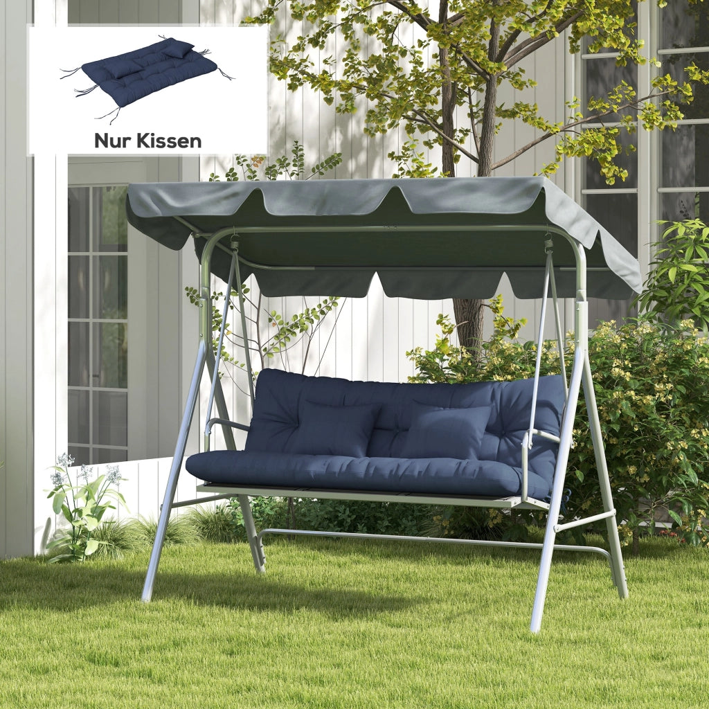 Set 4 Cuscini per Sedie ¨C Xylo ¨C 150x50cm Blu Navy Impermeabile con Lacci