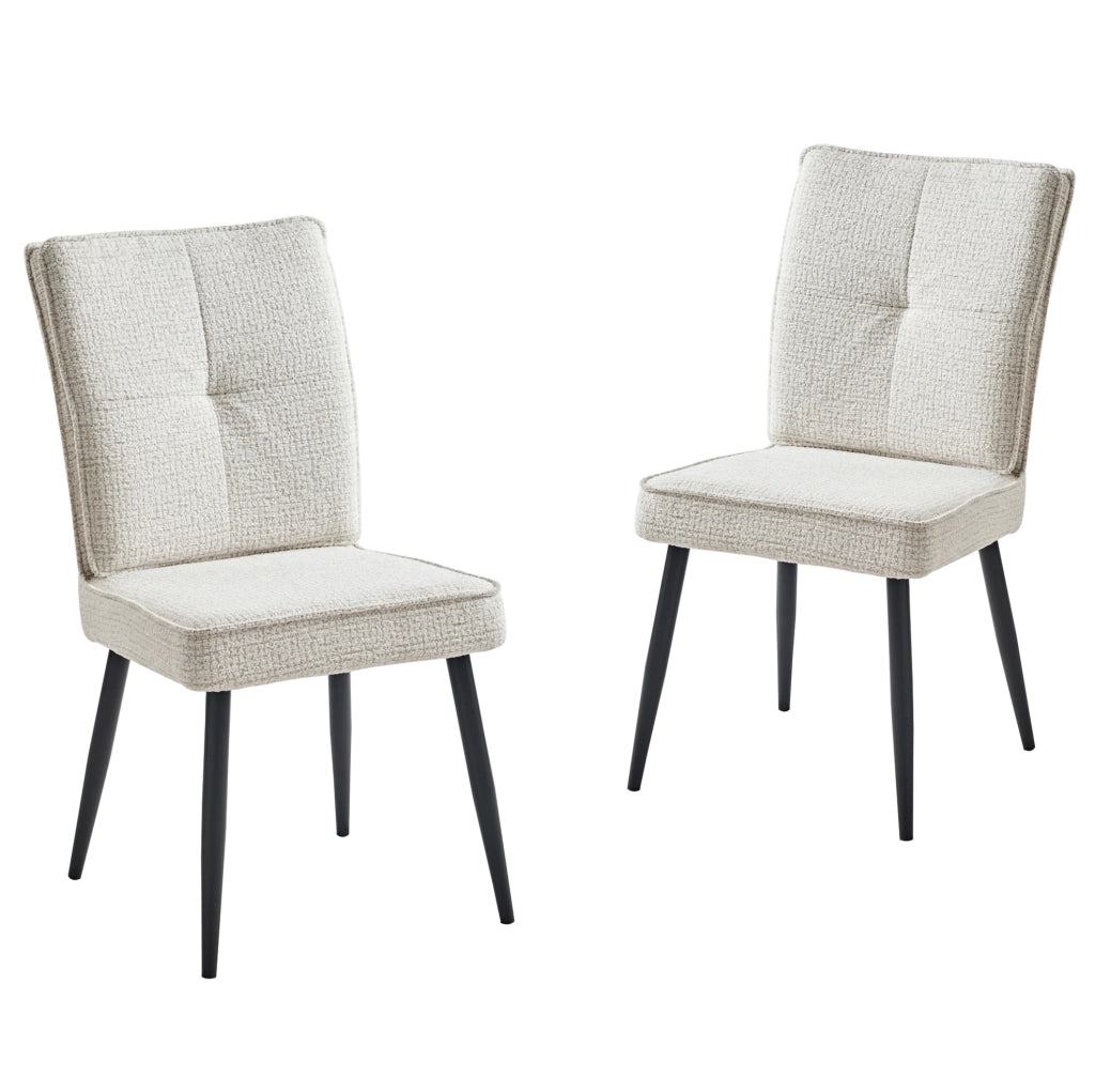 Set di 2 sedie imbottite in ciniglia con gambe in metallo