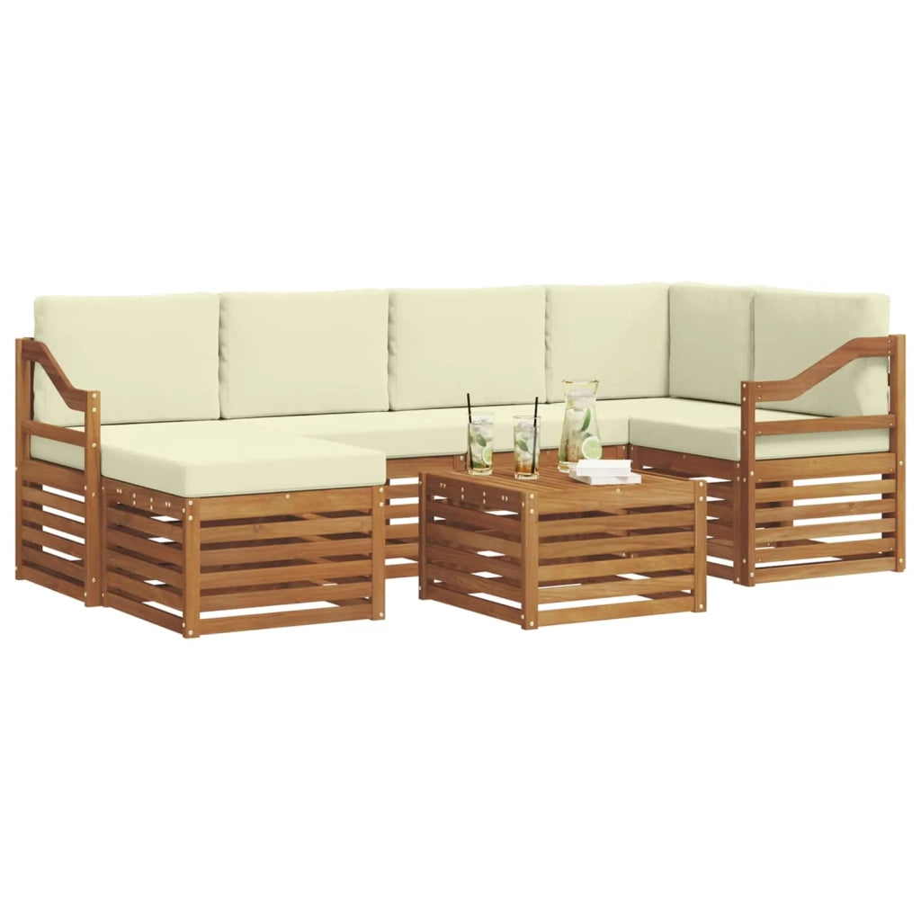 Set divano sezionale con cuscino 7 pcs Naturale e Crema