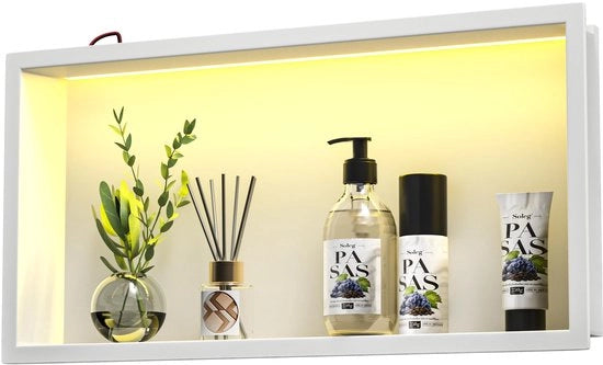 Spazzolino per docce a LED RGB - Acciaio inossidabile - 60 cm x 30 cm - Finitura cromata - Docce a nicchia - Adatto per la stanza da bagno