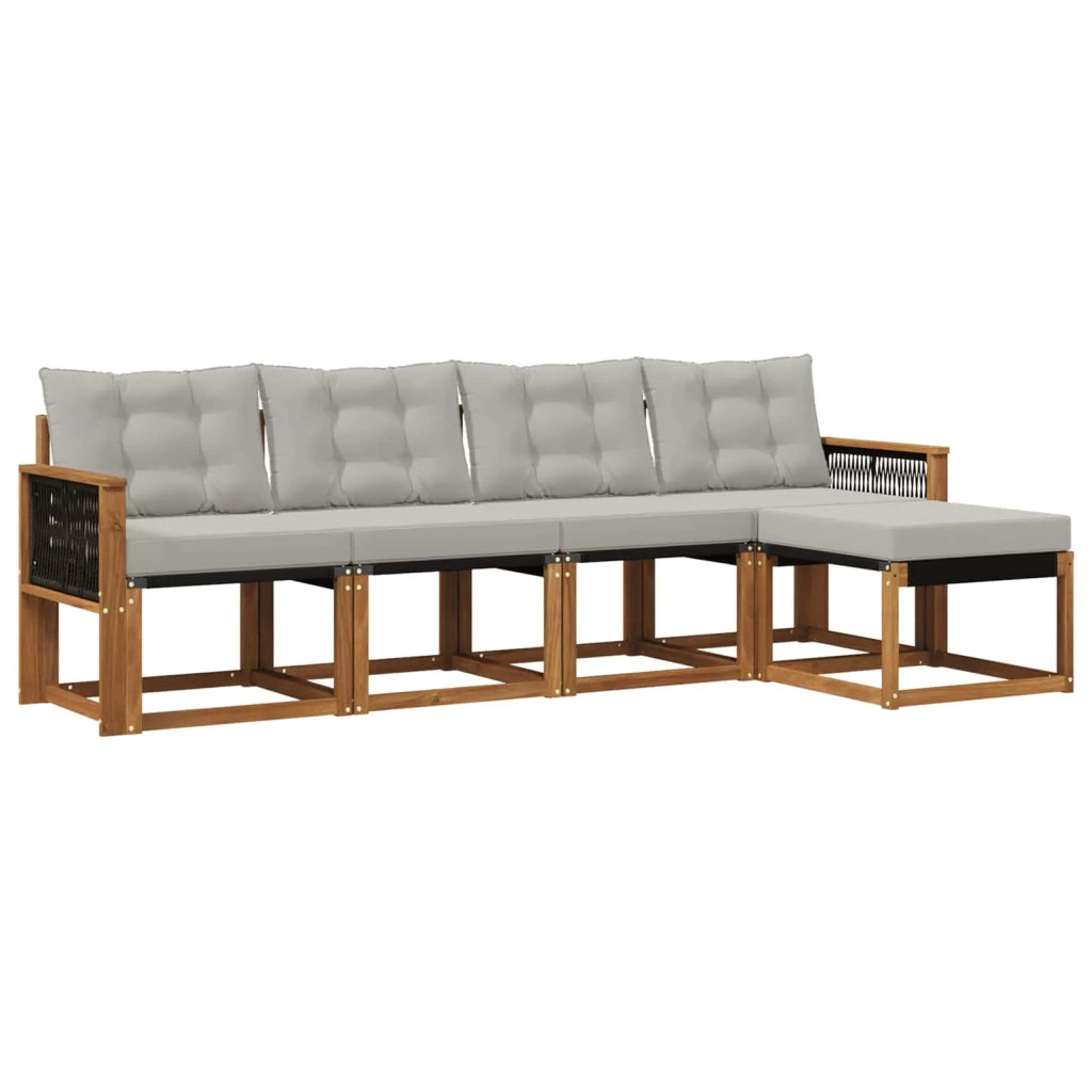Set di divani da esterno 5 pz Naturale e Grigio Chiaro 3381887