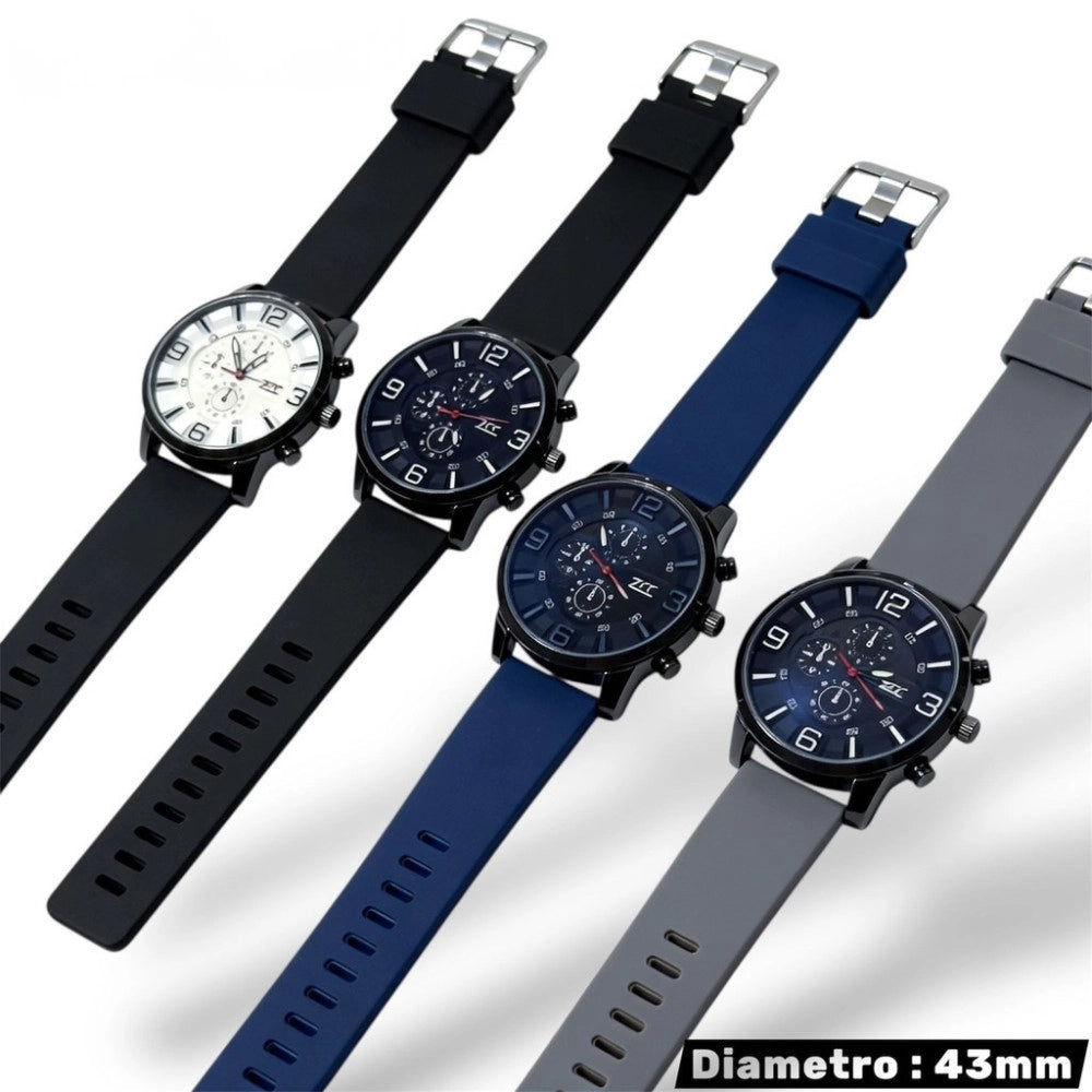 Trade Shop - Orologio Sportivo Impermeabile 43 Mm Con Cinturino In Silicone E Quadrante Multifunzione Moderno -