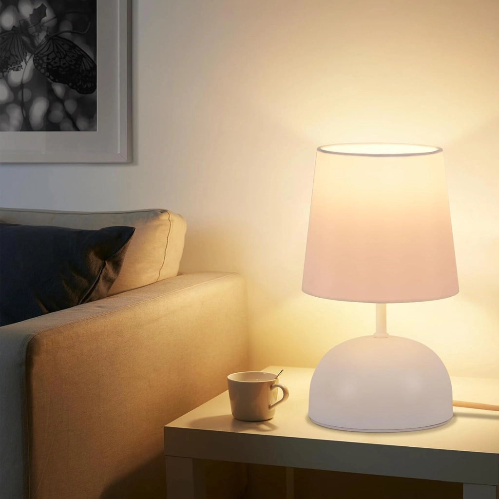 ZMH Lampada da comodino moderna bianca E14 lampada da tavolo per camera da letto o soggiorno (lampadina non inclusa)