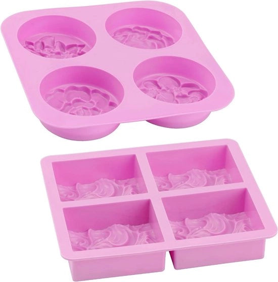 Set di forme di sapone a forma rotonda in silicone - forme di fiori - creare torte di cioccolato