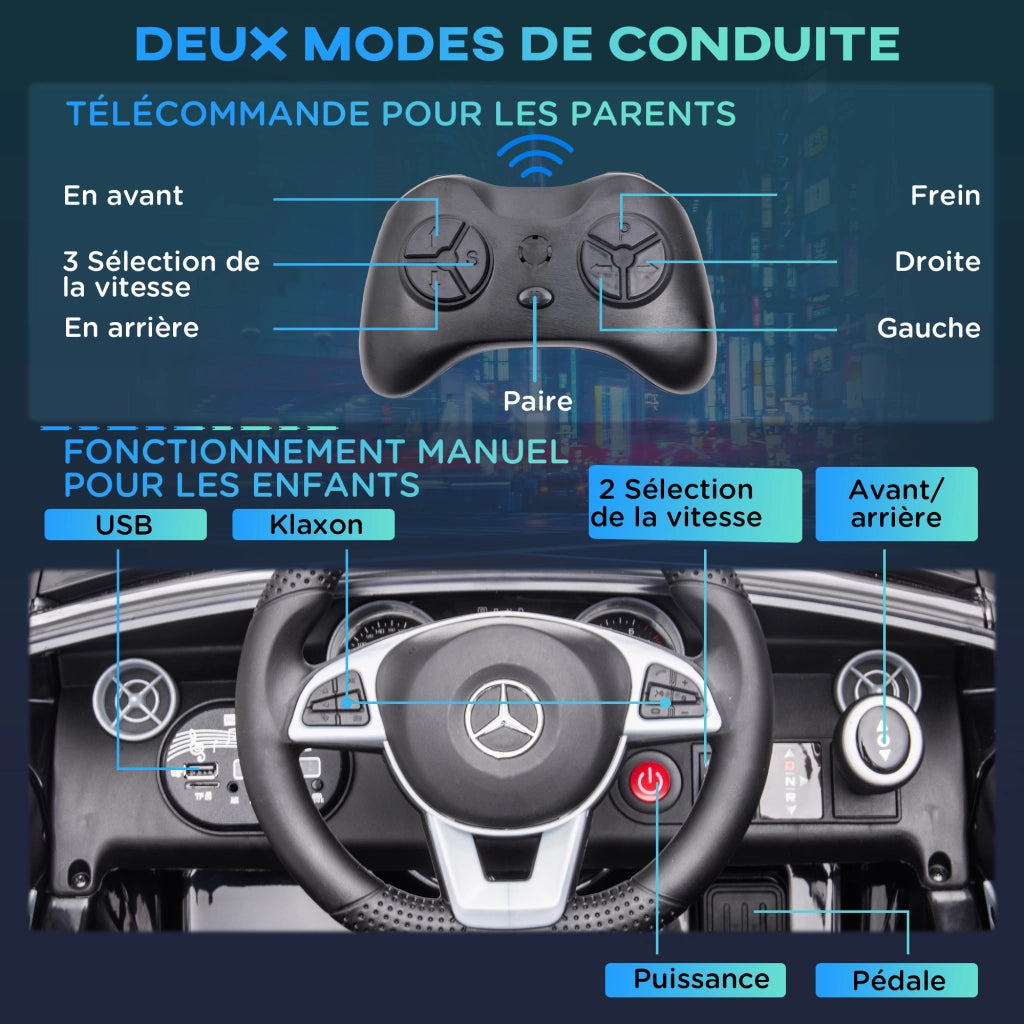Auto elettrica per bambini Mercedes SLC 300 ¨C Xylo ¨C 12V nera con luci e suoni