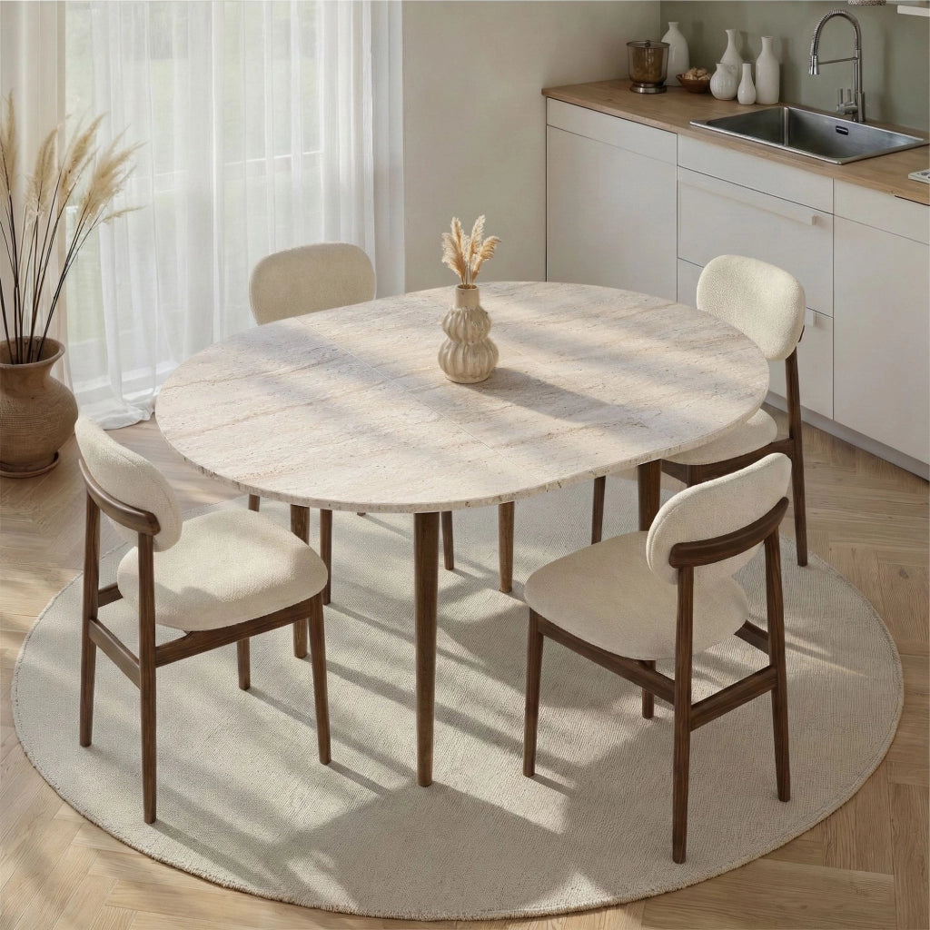Tavolo da pranzo allungabile in legno "Viona" 100 x 100 x 75 cm - Travertino