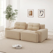 Divano Modulare Boneless ¨C MINIMAL ¨C Tessuto Velluto a Coste, Beige, Loveseat