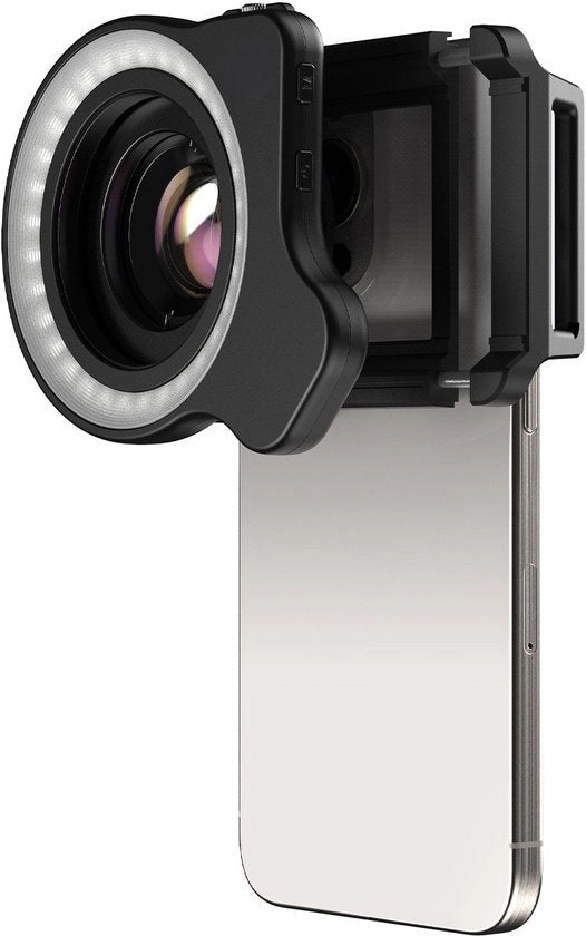 Obiettivo macro con clip - Con illuminazione, Obiettivo macro HD, Adatto per iPhone e Android