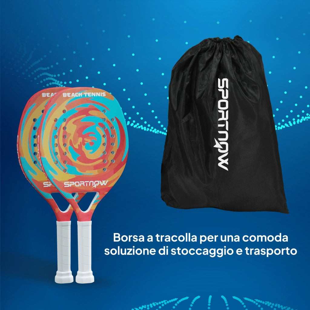 Racchetta Padel in Fibra di Carbonio con Impugnatura Antiscivolo e Borsa di Trasporto