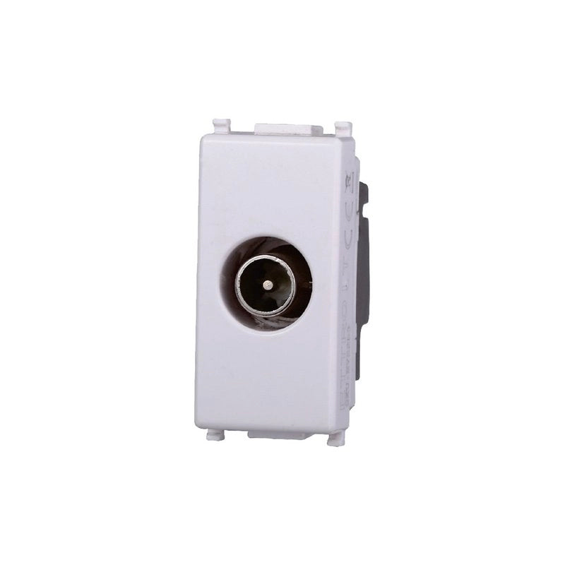 Connettore Presa TV Passante Maschio Colore BIANCO Compatibile Con Vimar Plana