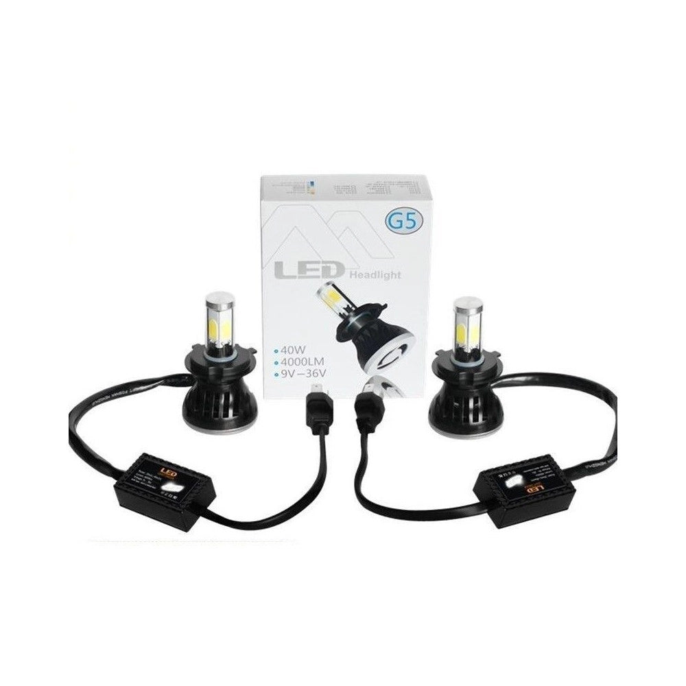 Trade Shop - Coppia Lampade Led Fari Ricambio Kit H4 6000k G5 4000 Lumen Kit Canbus 40w -