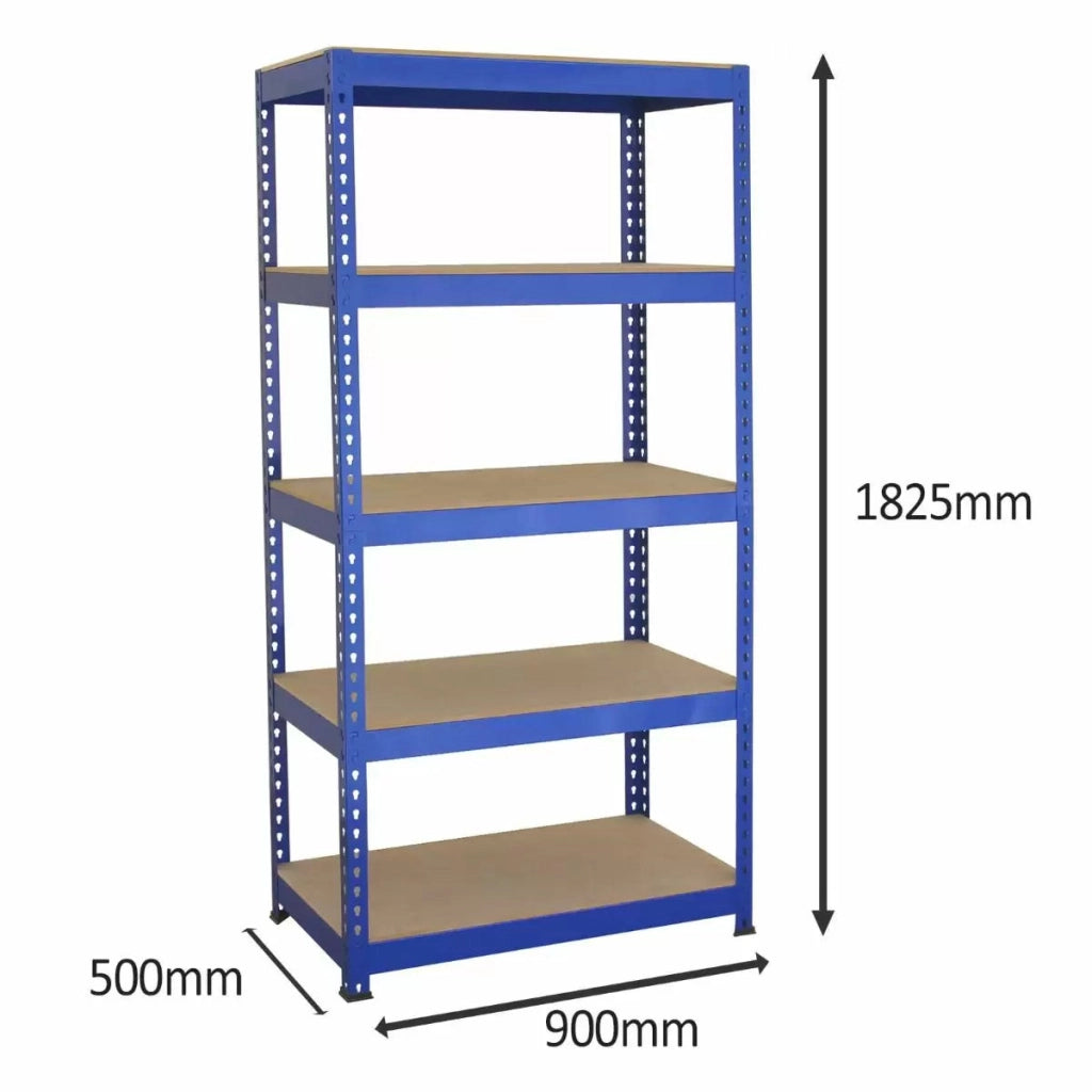 Set 3 Scaffali ad Incastro con Banco da lavoro da 120 cm e Martello Piani in MDF Struttura in Acciaio Blu