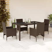 Set da Pranzo da Giardino 5pz con Cuscini Polyrattan e Vetro 3278551