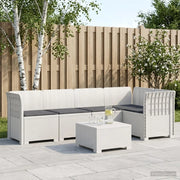 Divano da Giardino 5 Posti con Cuscini Stile Rattan PP Bianco 3444045