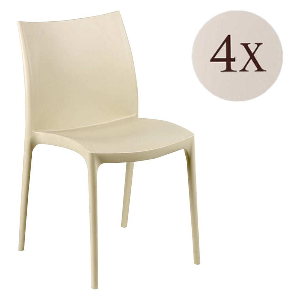 Grover, Sedia da Esterno 4 Sedie Made in Italy, Beige