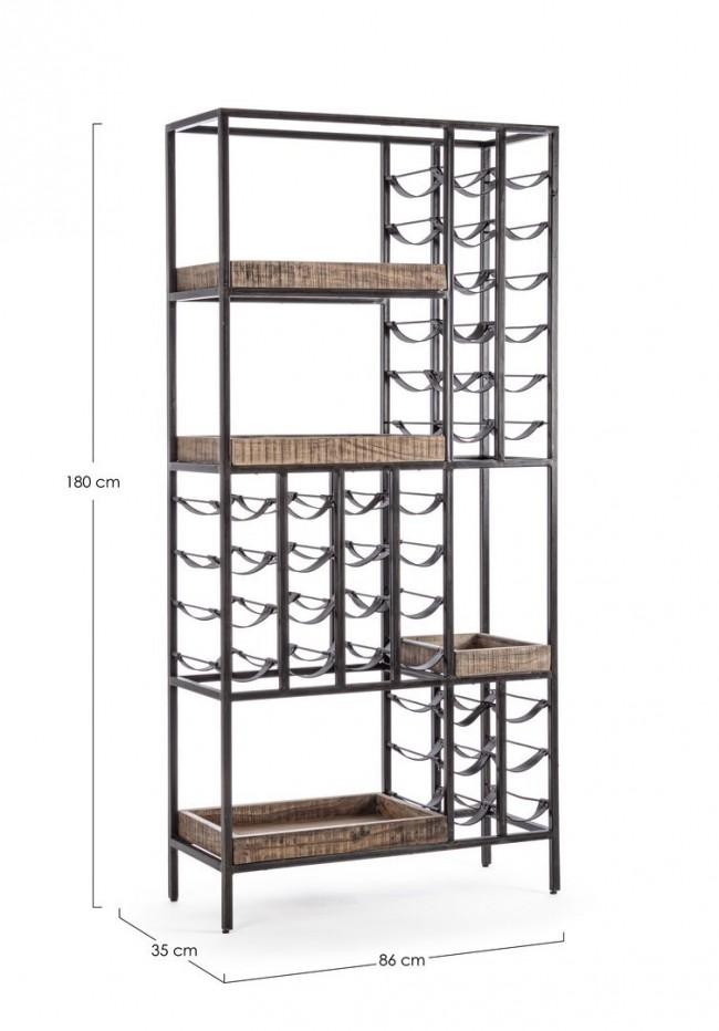 Mobile Cantinetta Portabottiglie 86x35x180 cm in Acciaio e Legno