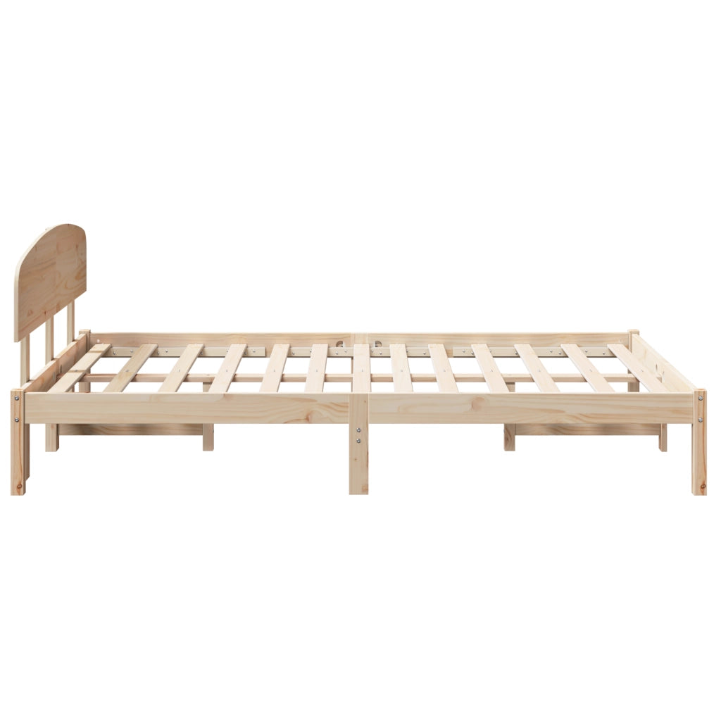 Struttura Letto con Testiera 140x190 cm Legno Massello di Pino